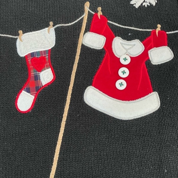 Cristal Kobe  women’s black knit Christmas sweater/ Cardigan size Large snowflak - Picture 5 of 6